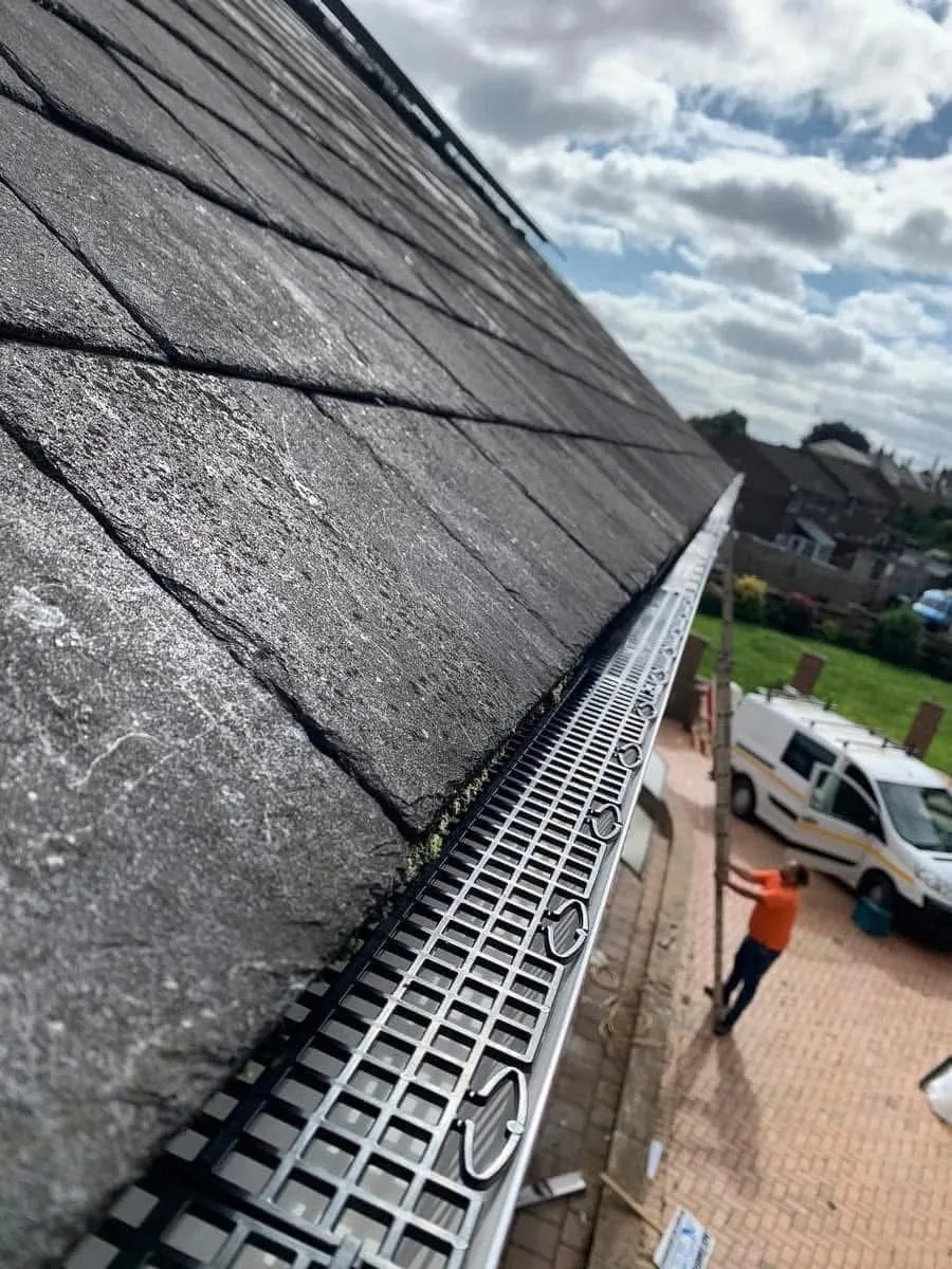 Gutter guard fitted on a slate roof in Saltash